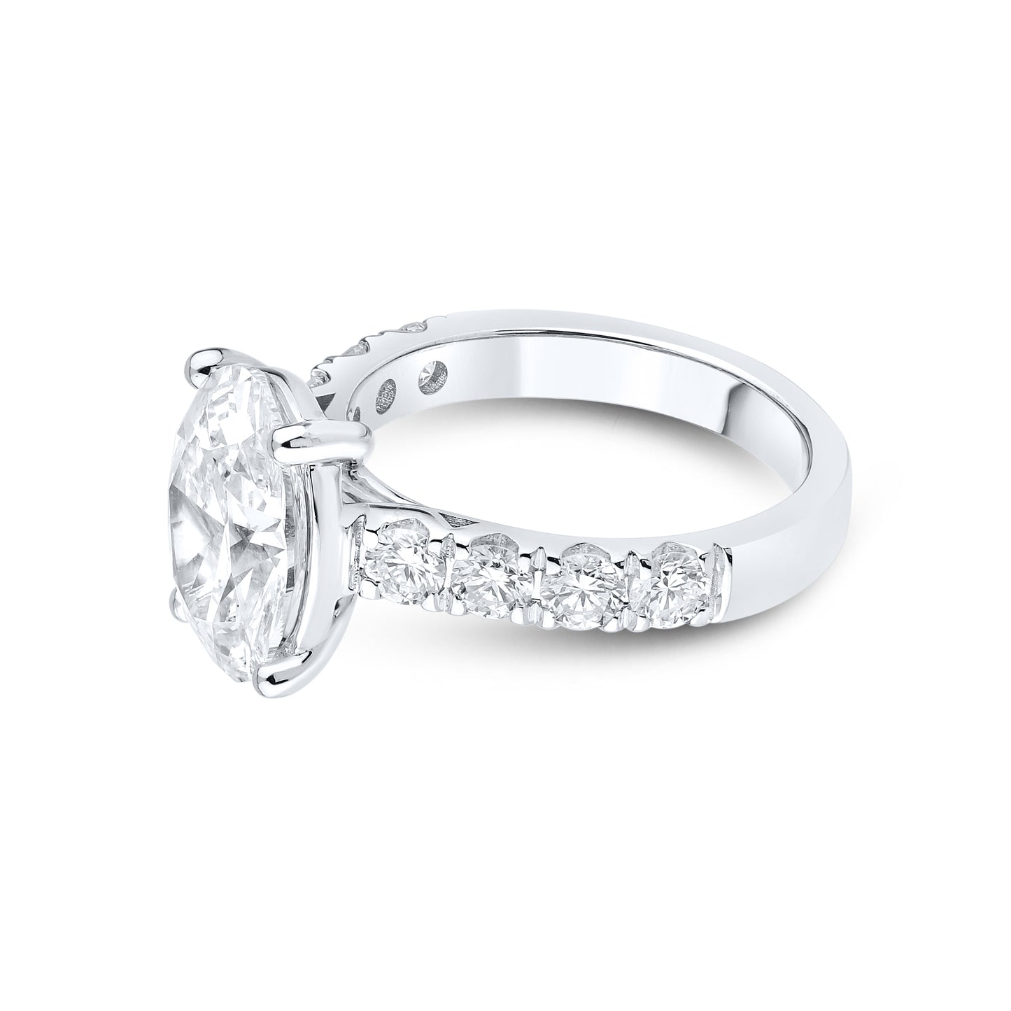 14kt White Gold 5.05 CTW Lab Diamond Oval Shape Solitaire Ring