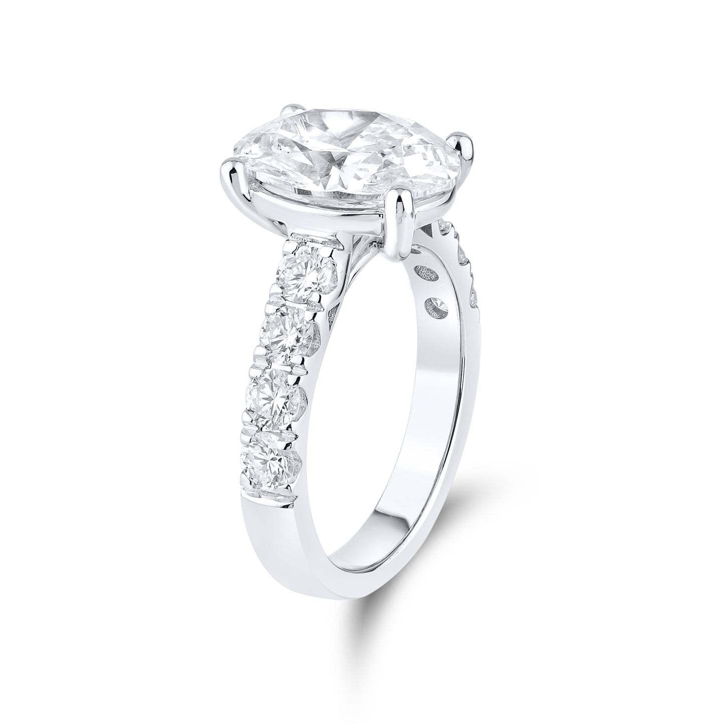 14kt White Gold 5.05 CTW Lab Diamond Oval Shape Solitaire Ring