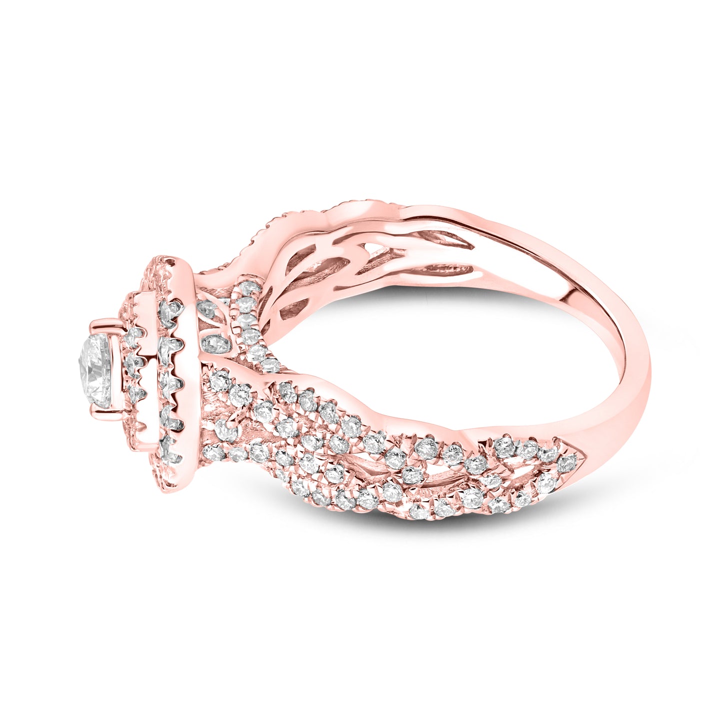 14kt Rose Gold 1 CTW  Lab Diamond Heart ring