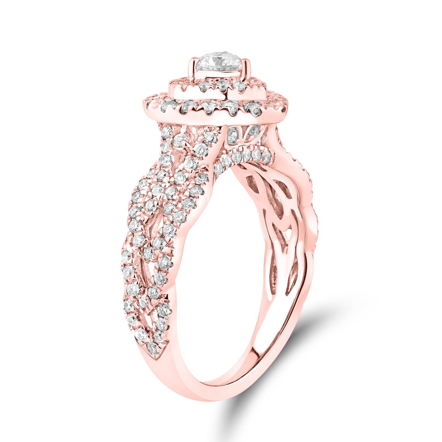 14kt Rose Gold 1 CTW  Lab Diamond Heart ring