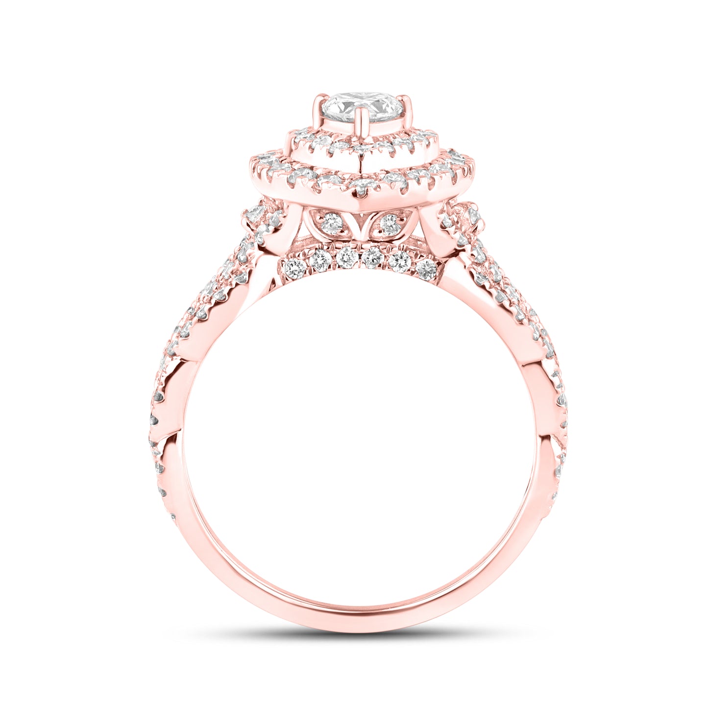 14kt Rose Gold 1 CTW  Lab Diamond Heart ring