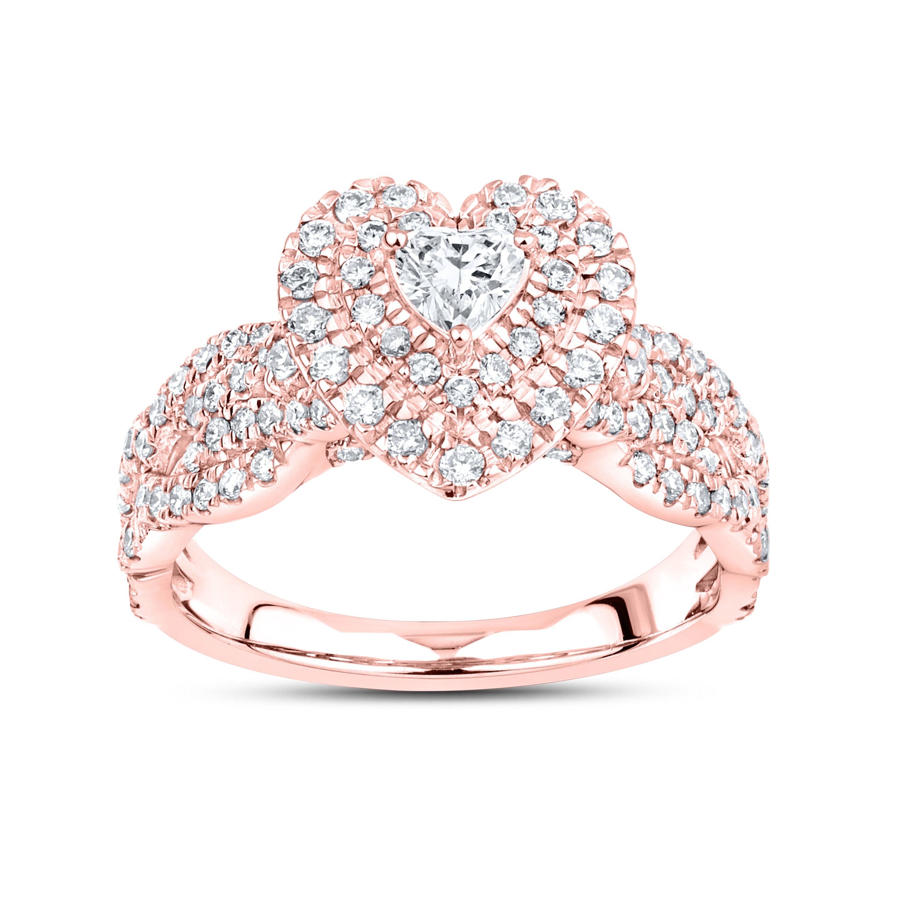 14kt Rose Gold 1 CTW  Lab Diamond Heart ring