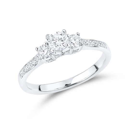 14kt White Gold 0.49 CTW Lab Diamond Three Stone Engagement Ring