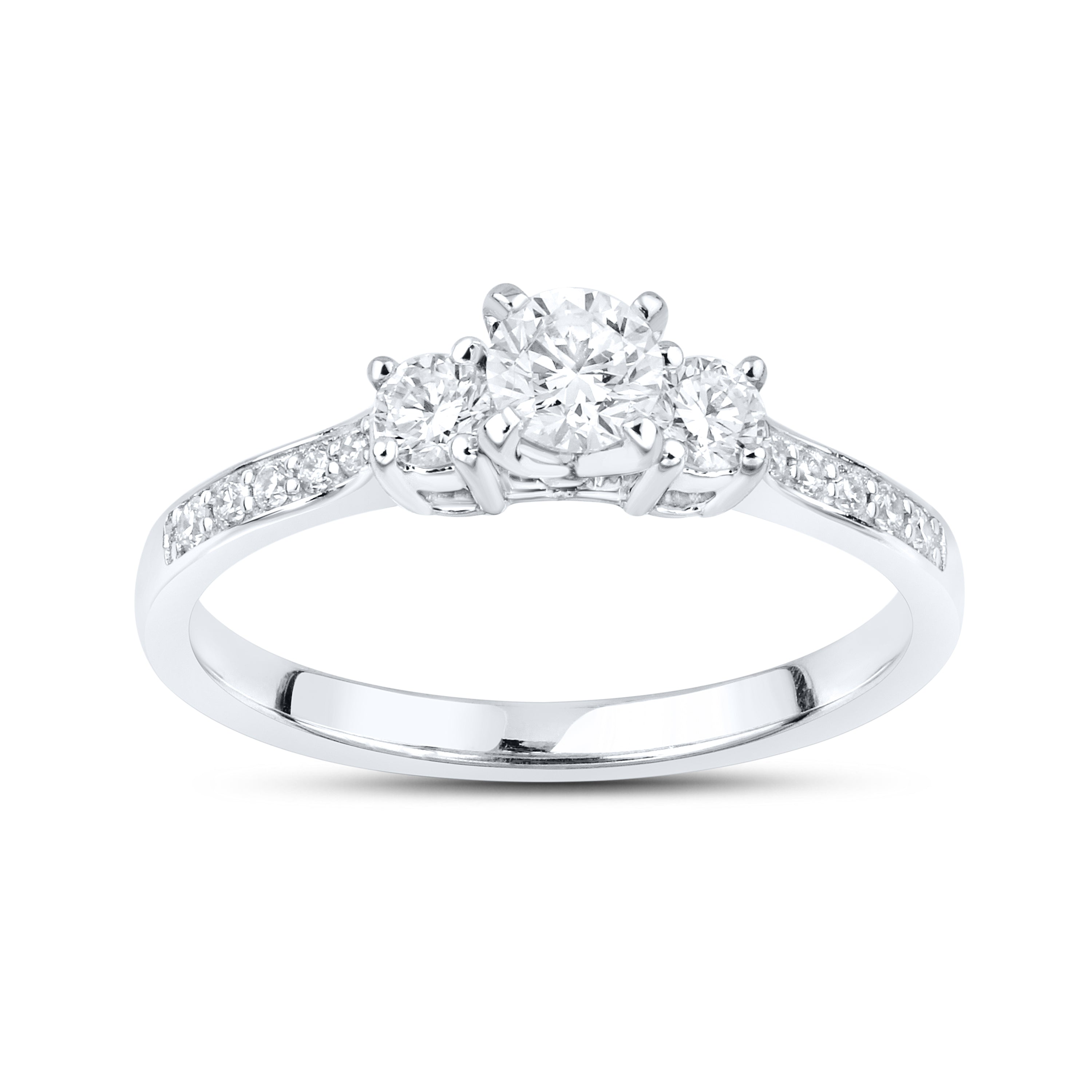 14kt White Gold 0.49 CTW Lab Diamond Three Stone Engagement Ring