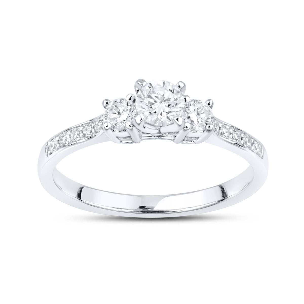 14kt White Gold 0.49 CTW Lab Diamond Three Stone Engagement Ring