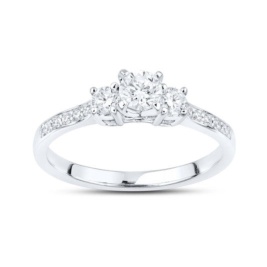 14kt White Gold 0.49 CTW Lab Diamond Three Stone Engagement Ring