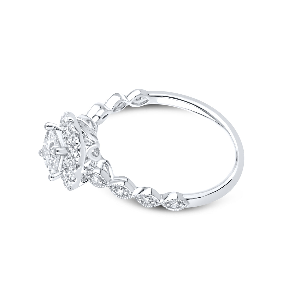 14kt White Gold 0.80 CTW Lab Diamond Princess Shape Engagement Ring