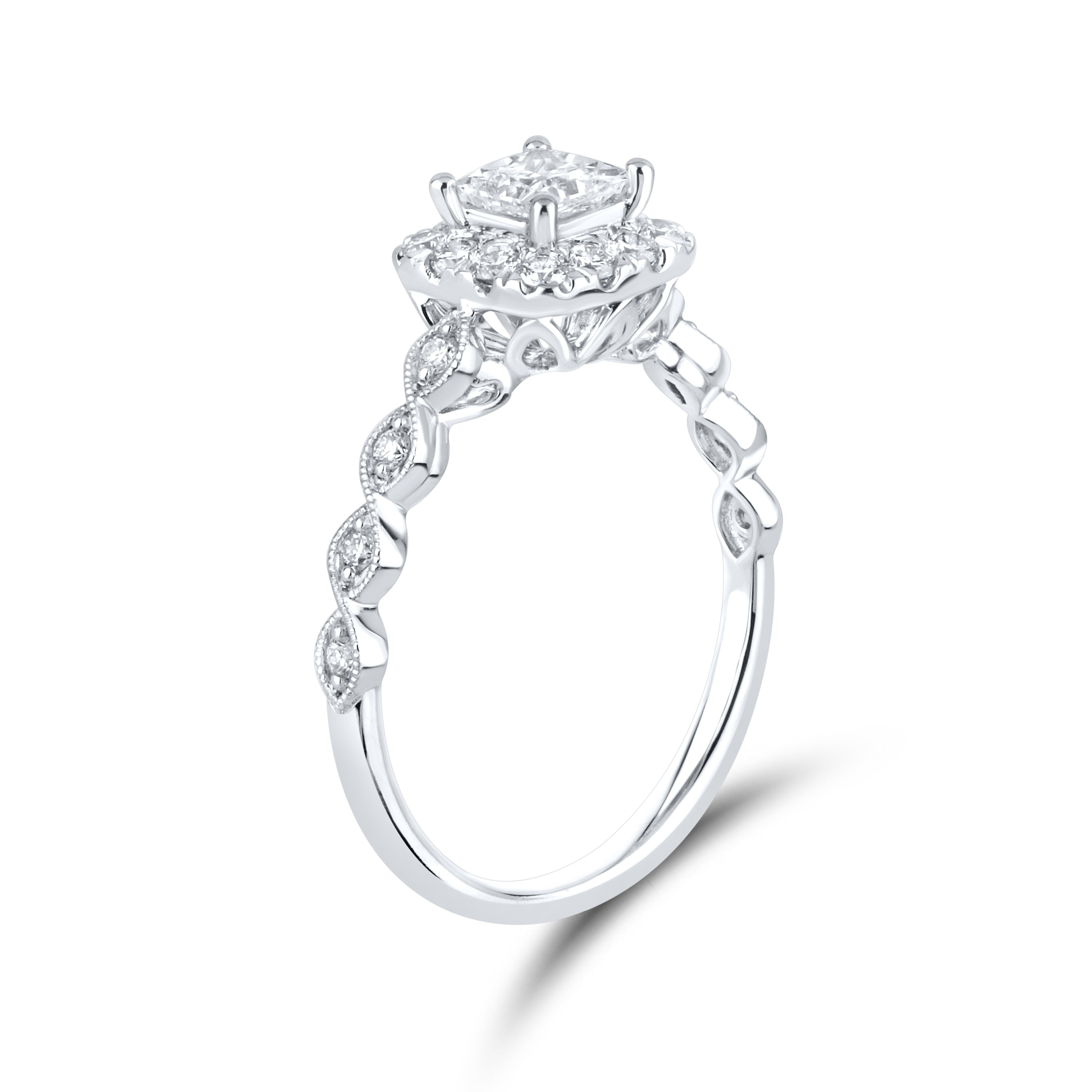 14kt White Gold 0.80 CTW Lab Diamond Princess Shape Engagement Ring