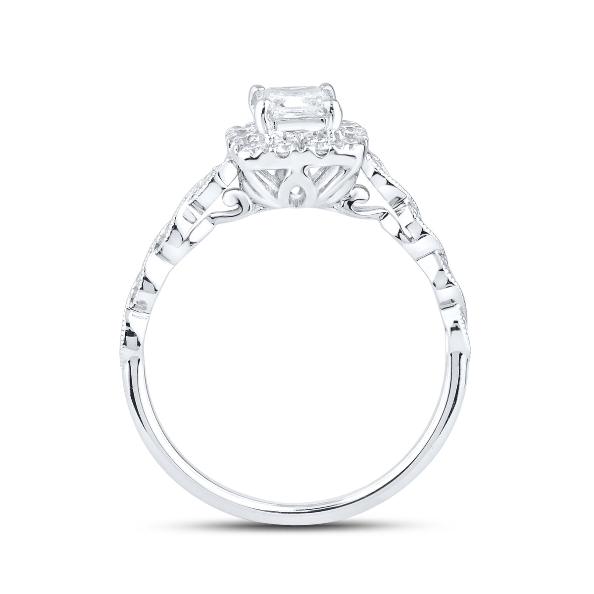 14kt White Gold 0.80 CTW Lab Diamond Princess Shape Engagement Ring