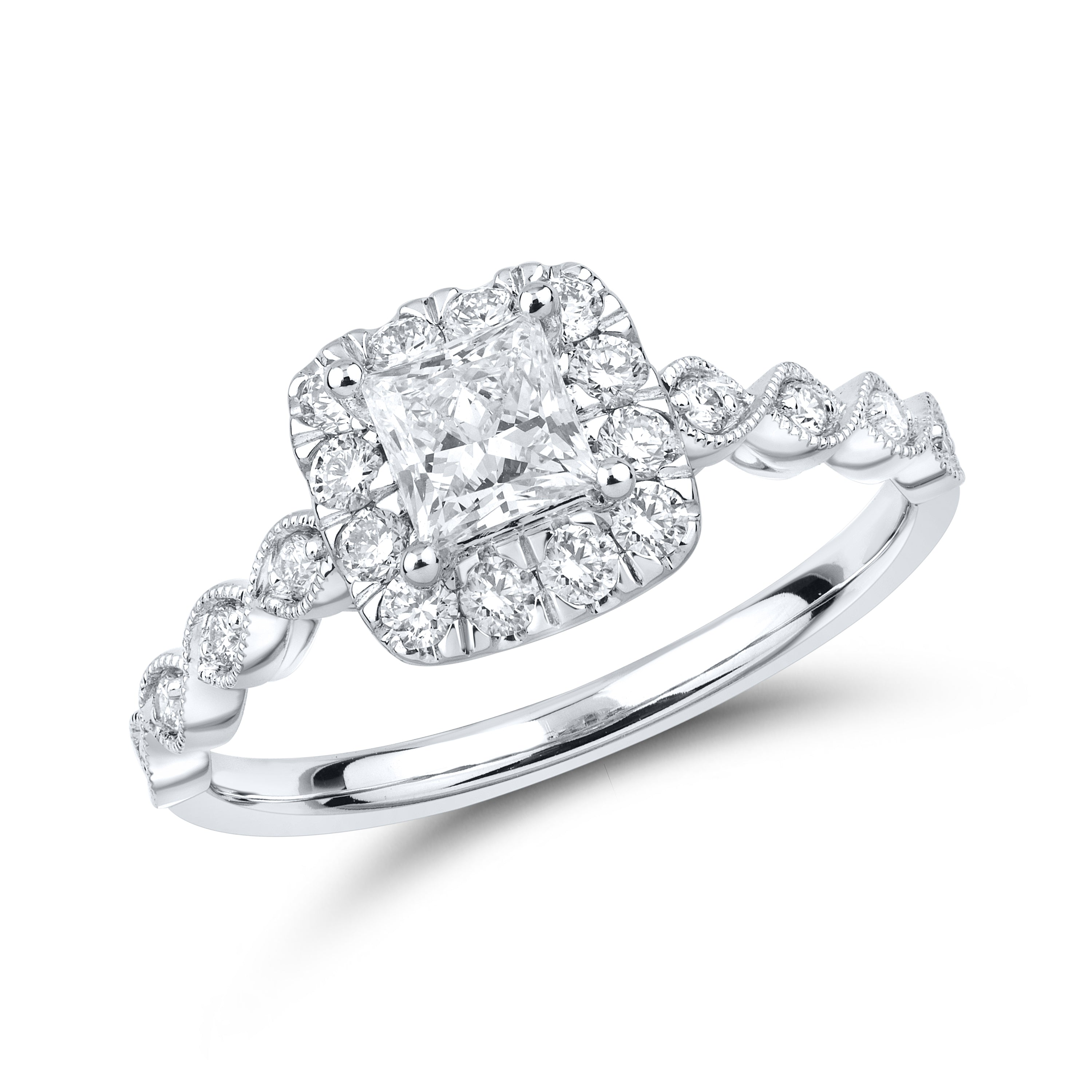 14kt White Gold 0.80 CTW Lab Diamond Princess Shape Engagement Ring