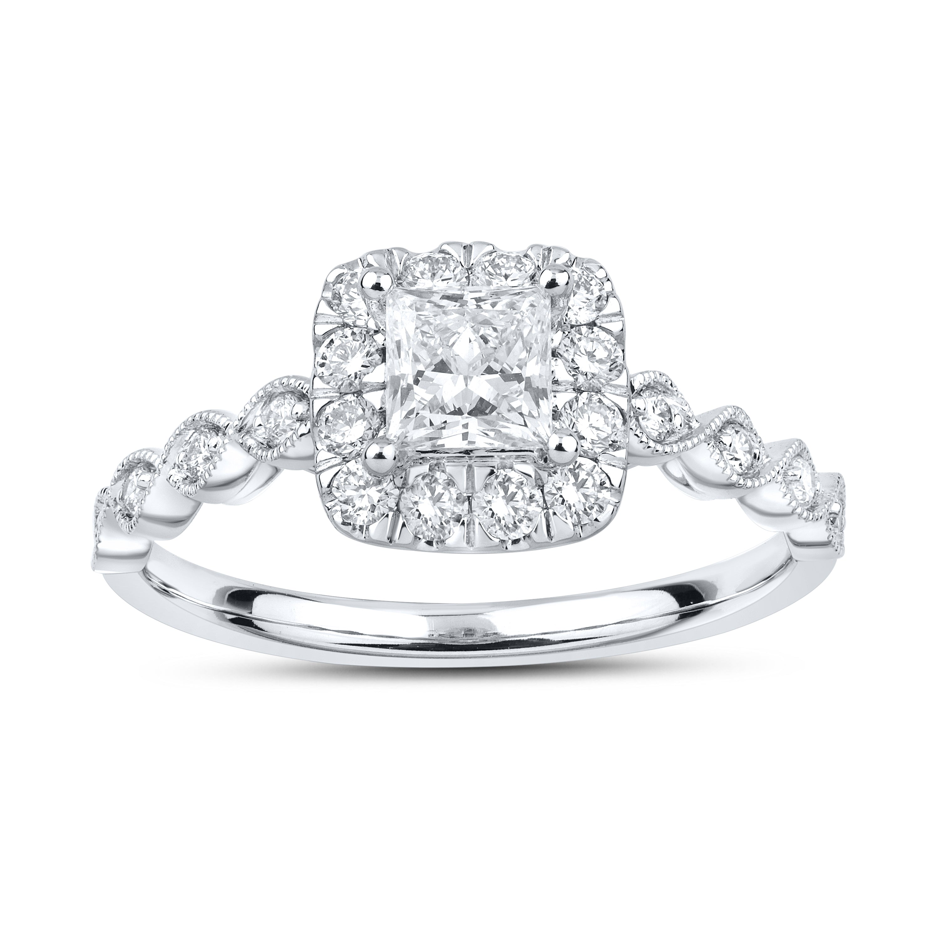 14kt White Gold 0.80 CTW Lab Diamond Princess Shape Engagement Ring