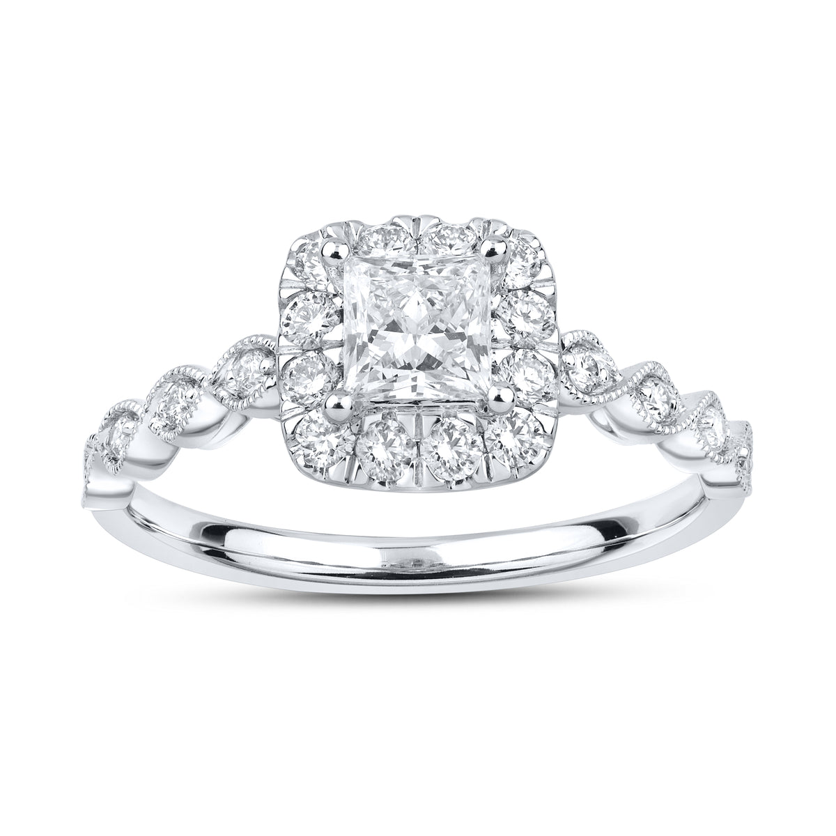 14kt White Gold 0.80 CTW Lab Diamond Princess Shape Engagement Ring