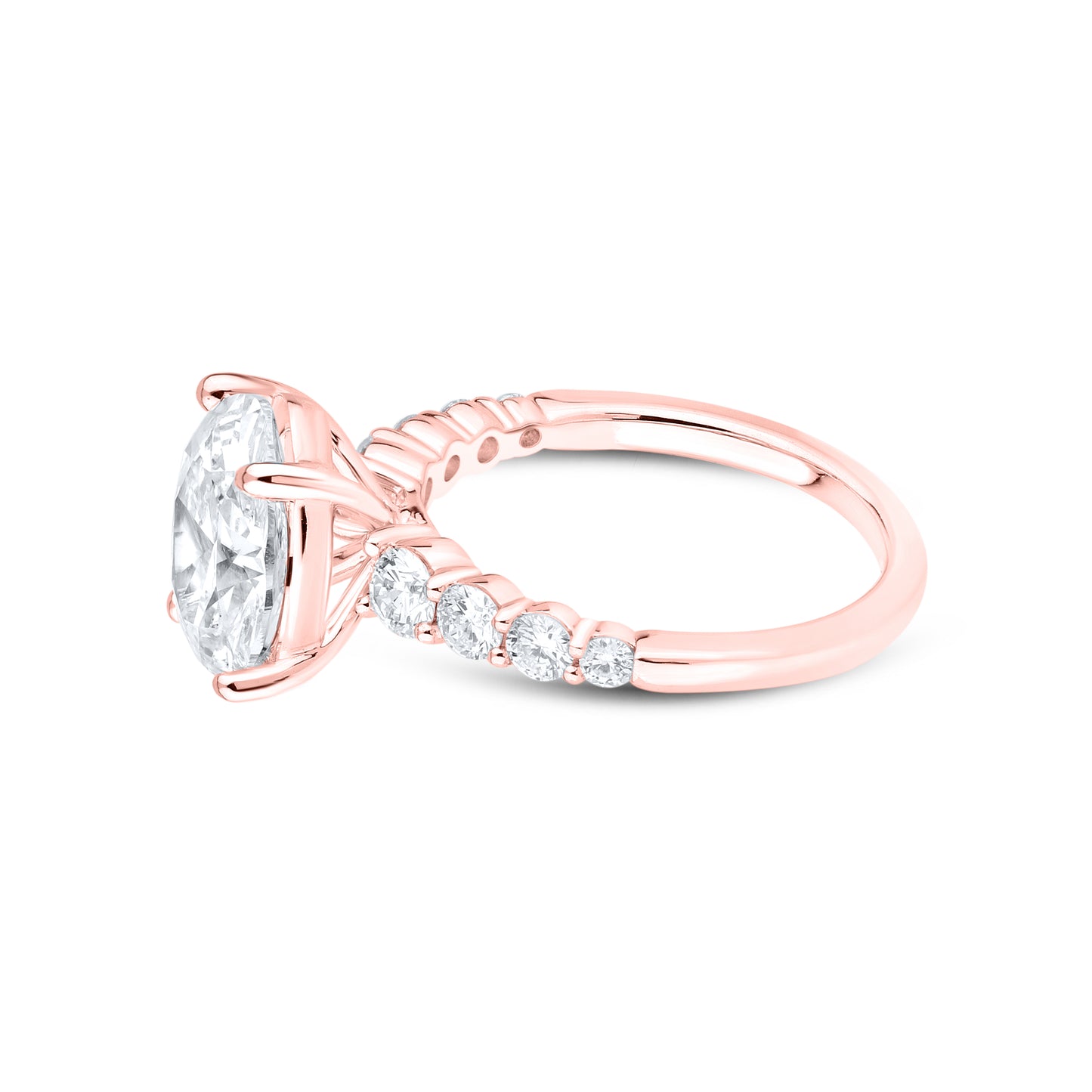 14kt Rose Gold 3.86 CTW Oval Shape Lab Diamond Ring