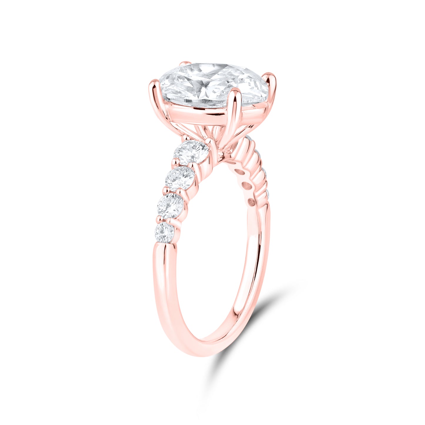 14kt Rose Gold 3.86 CTW Oval Shape Lab Diamond Ring