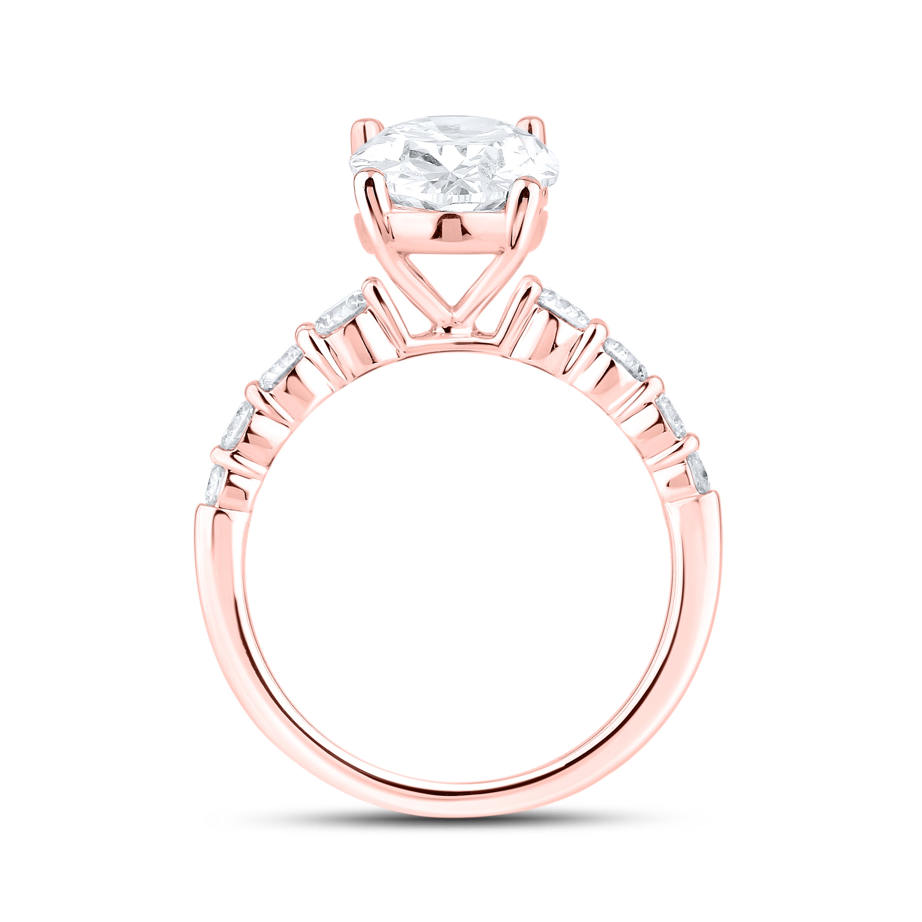 14kt Rose Gold 3.86 CTW Oval Shape Lab Diamond Ring