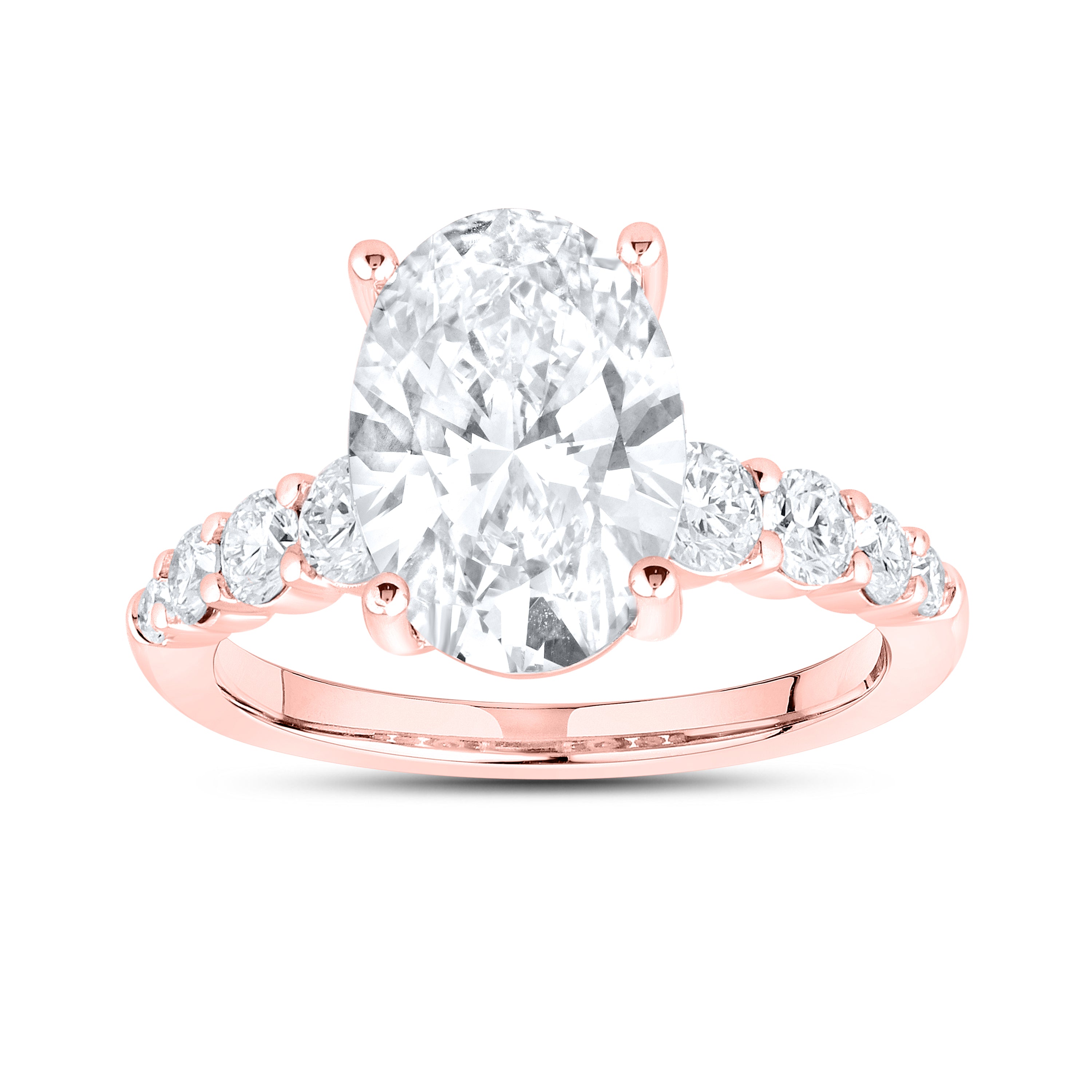 14kt Rose Gold 3.86 CTW Oval Shape Lab Diamond Ring