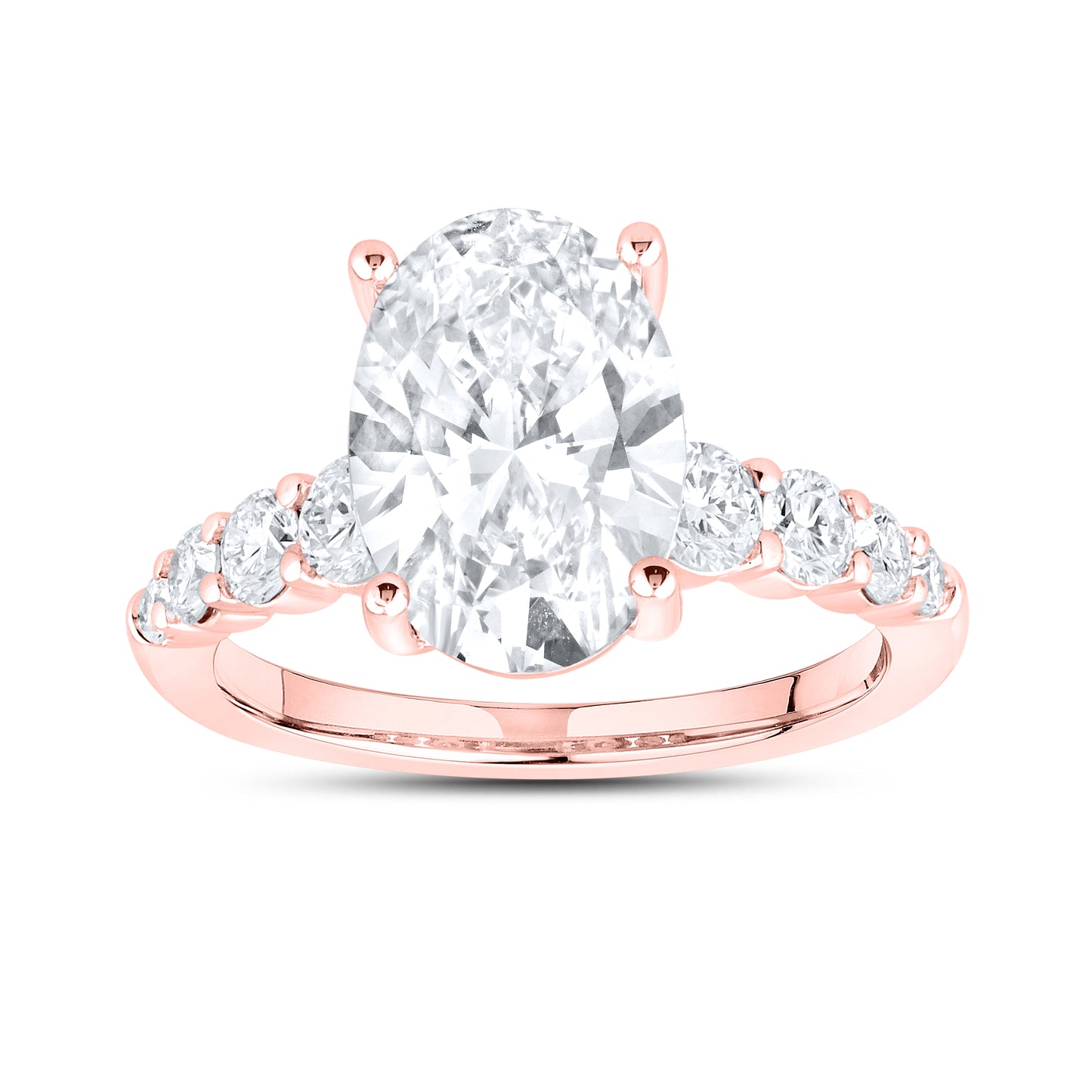 14kt Rose Gold 3.86 CTW Oval Shape Lab Diamond Ring