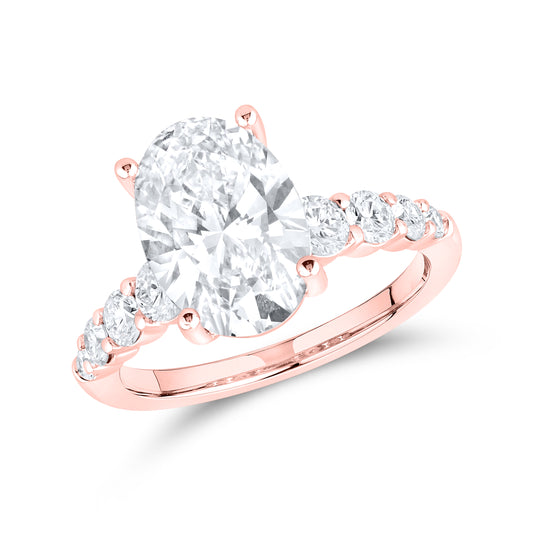 14kt Rose Gold 3.86 CTW Oval Shape Lab Diamond Ring