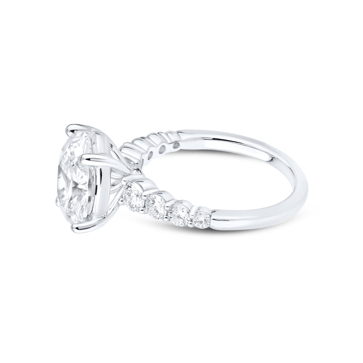 14kt White Gold 3.76 CTW Oval Shape Lab Diamond Ring