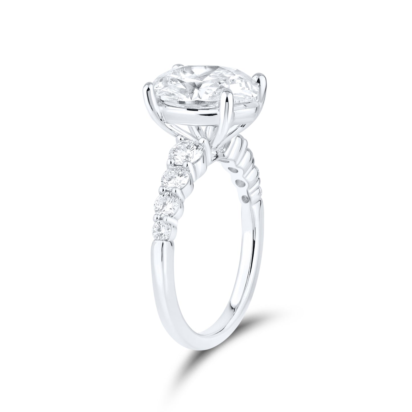 14kt White Gold 3.76 CTW Oval Shape Lab Diamond Ring