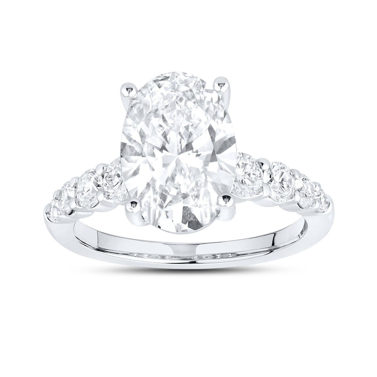 14kt White Gold 3.76 CTW Oval Shape Lab Diamond Ring