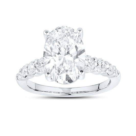 14kt White Gold 3.76 CTW Oval Shape Lab Diamond Ring