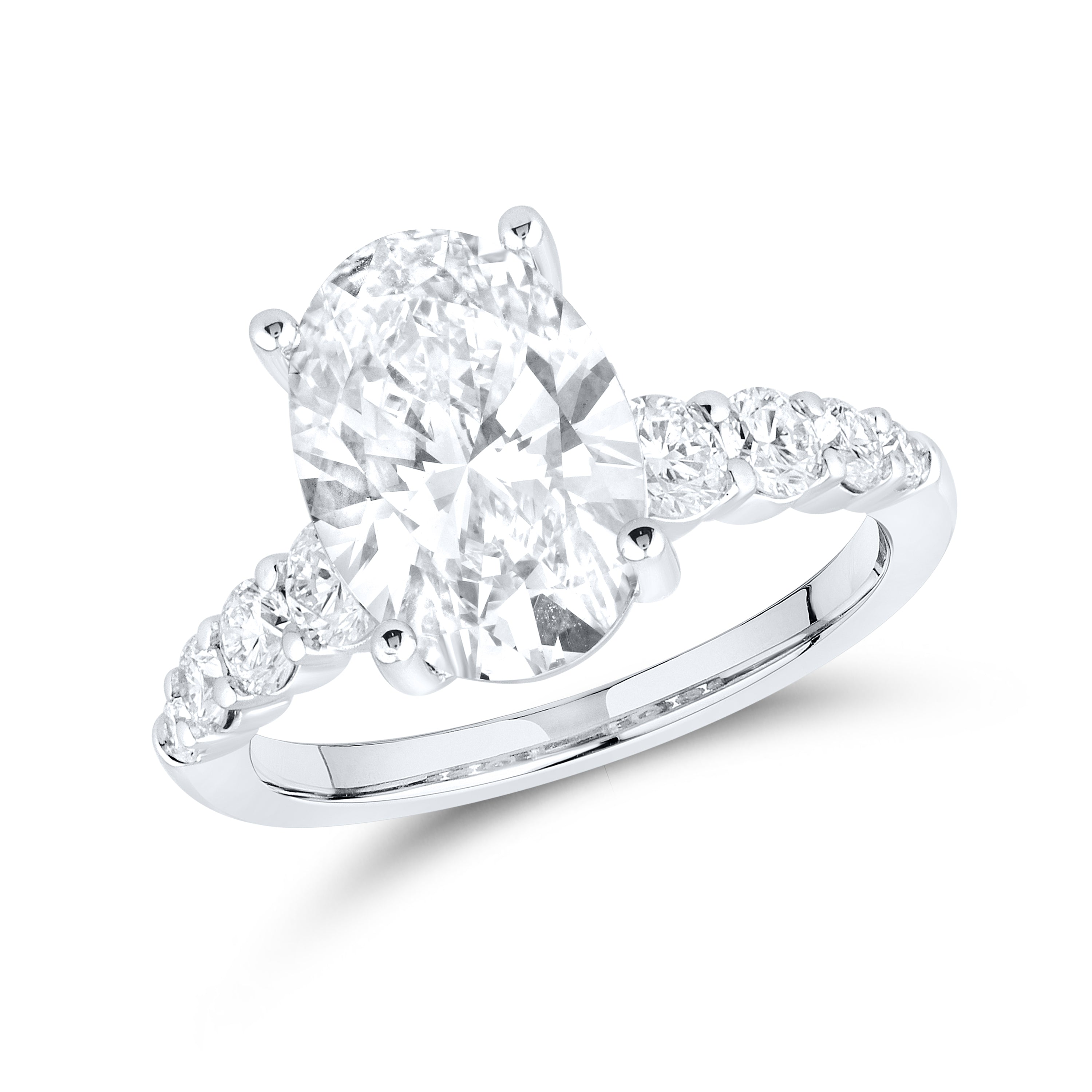 14kt White Gold 3.76 CTW Oval Shape Lab Diamond Ring