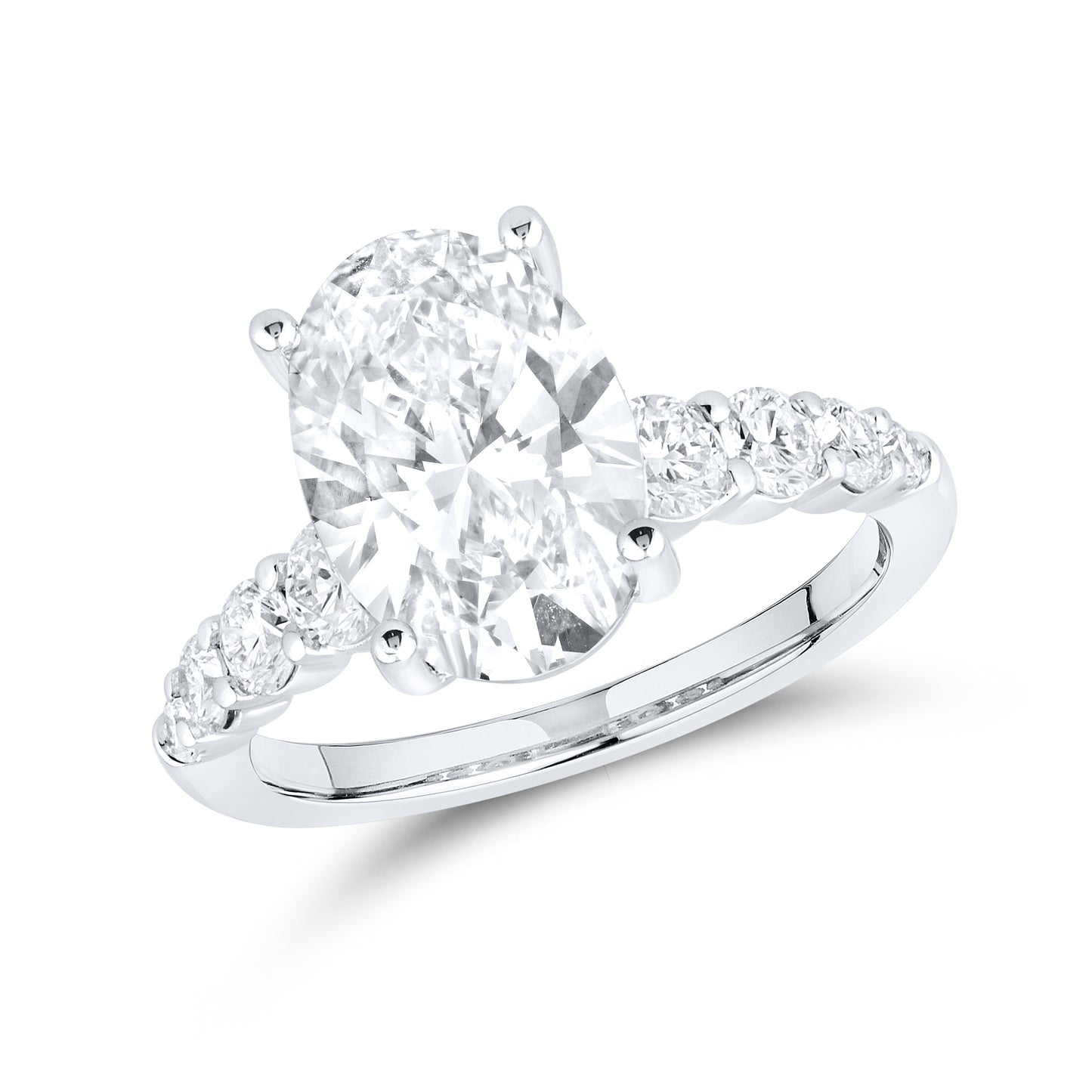 14kt White Gold 3.76 CTW Oval Shape Lab Diamond Ring