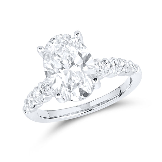14kt White Gold 3.76 CTW Oval Shape Lab Diamond Ring
