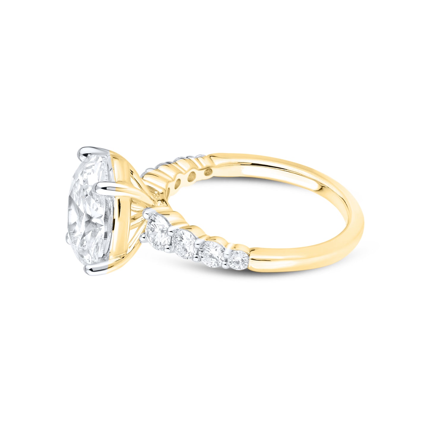 14kt Yellow Gold 3.76 CTW Oval Shape Lab Diamond Ring