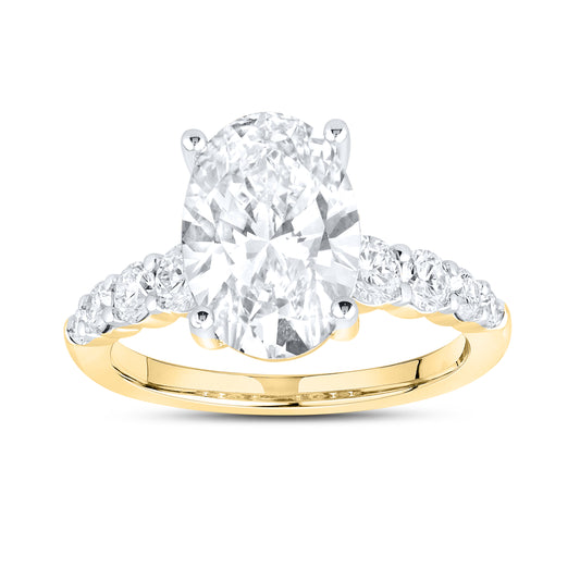 14kt Yellow Gold 3.76 CTW Oval Shape Lab Diamond Ring