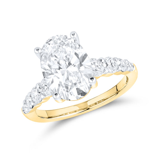14kt Yellow Gold 3.76 CTW Oval Shape Lab Diamond Ring