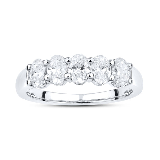 14kt White Gold 1.26 CTW Lab Diamond Oval Shape Ladies Band
