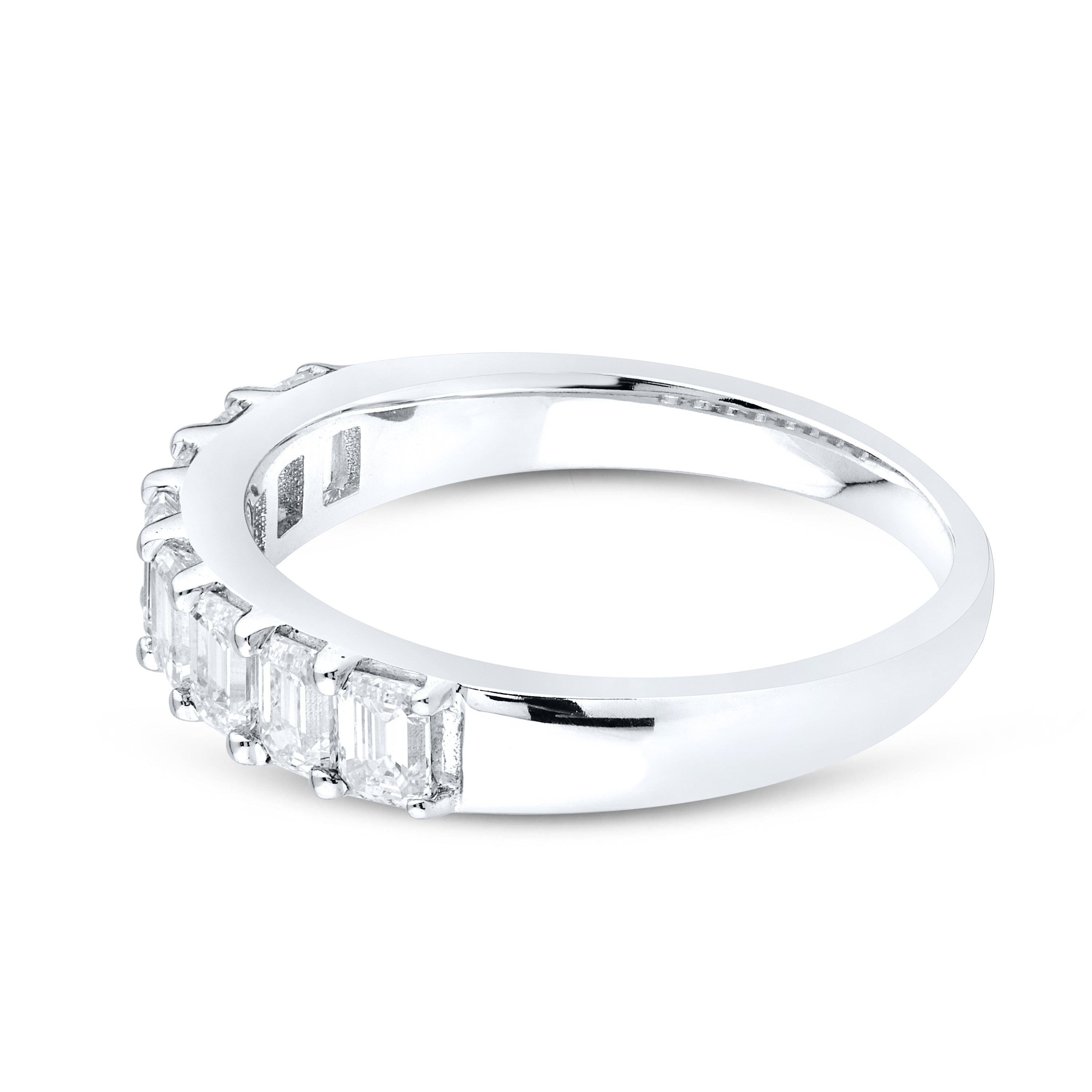 14kt White Gold 1.20 CTW Lab Diamond Emerald Shape Ladies Band