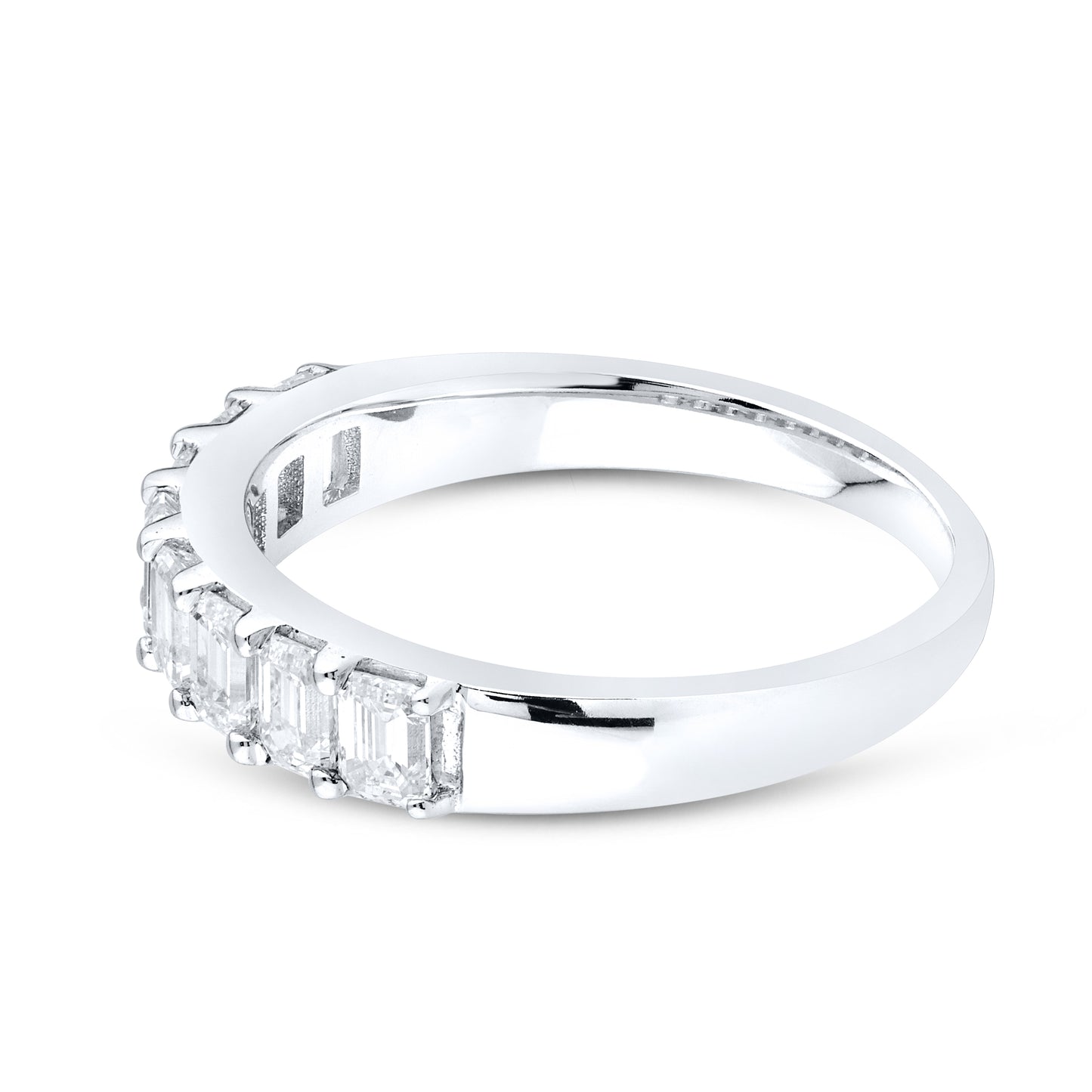 14kt White Gold 1.20 CTW Lab Diamond Emerald Shape Ladies Band