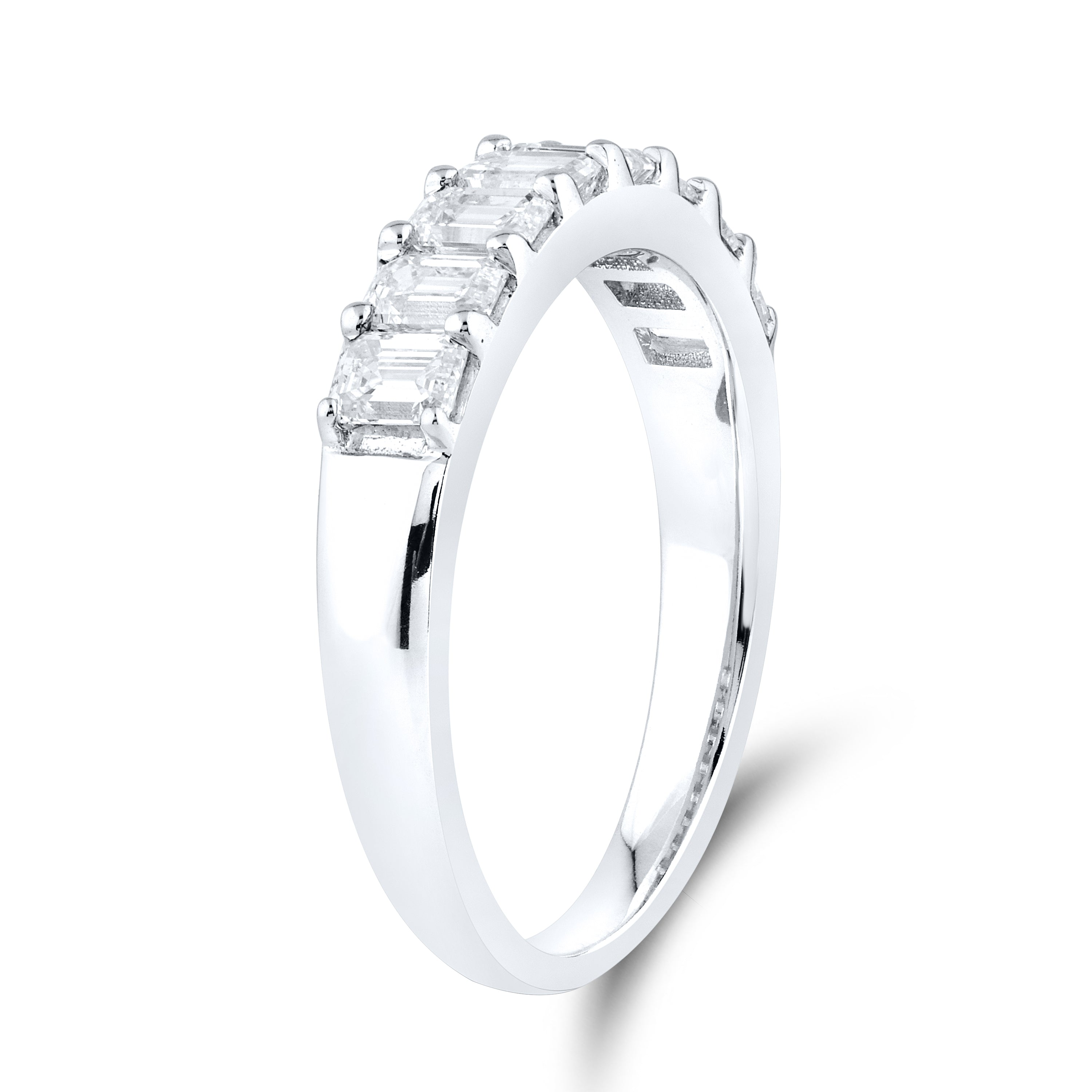 14kt White Gold 1.20 CTW Lab Diamond Emerald Shape Ladies Band