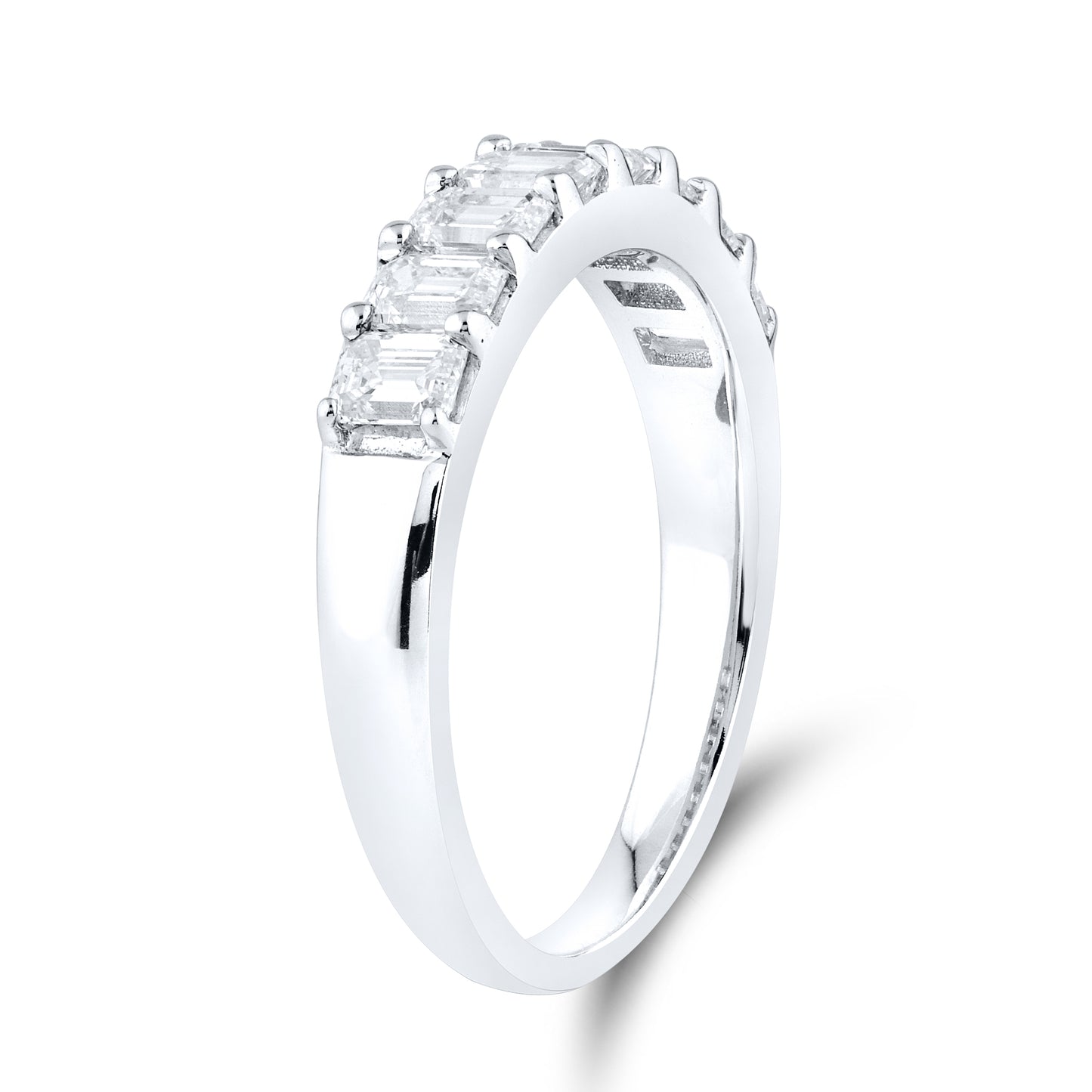 14kt White Gold 1.20 CTW Lab Diamond Emerald Shape Ladies Band