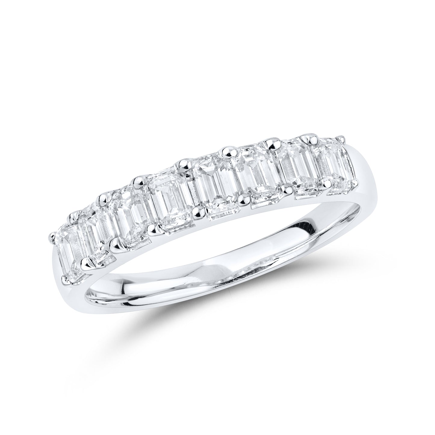 14kt White Gold 1.20 CTW Lab Diamond Emerald Shape Ladies Band