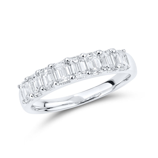 14kt White Gold 1.20 CTW Lab Diamond Emerald Shape Ladies Band