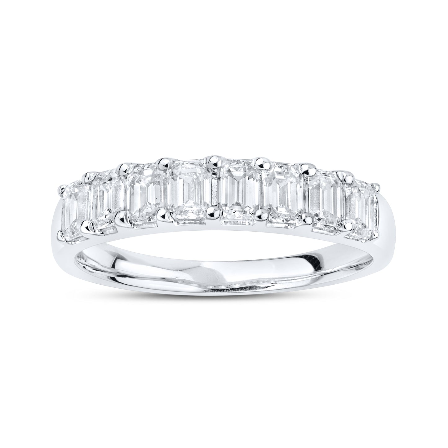 14kt White Gold 1.20 CTW Lab Diamond Emerald Shape Ladies Band