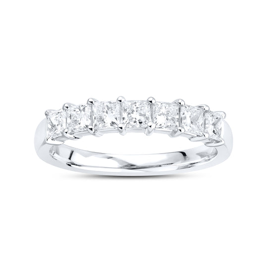 14kt White Gold 1.10 CTW Lab Diamond Princes Shape Ladies Band