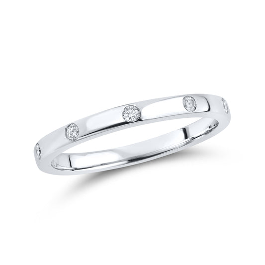 14KT WHITE GOLD 0.095 CTW  DIAMOND LADIES BAND