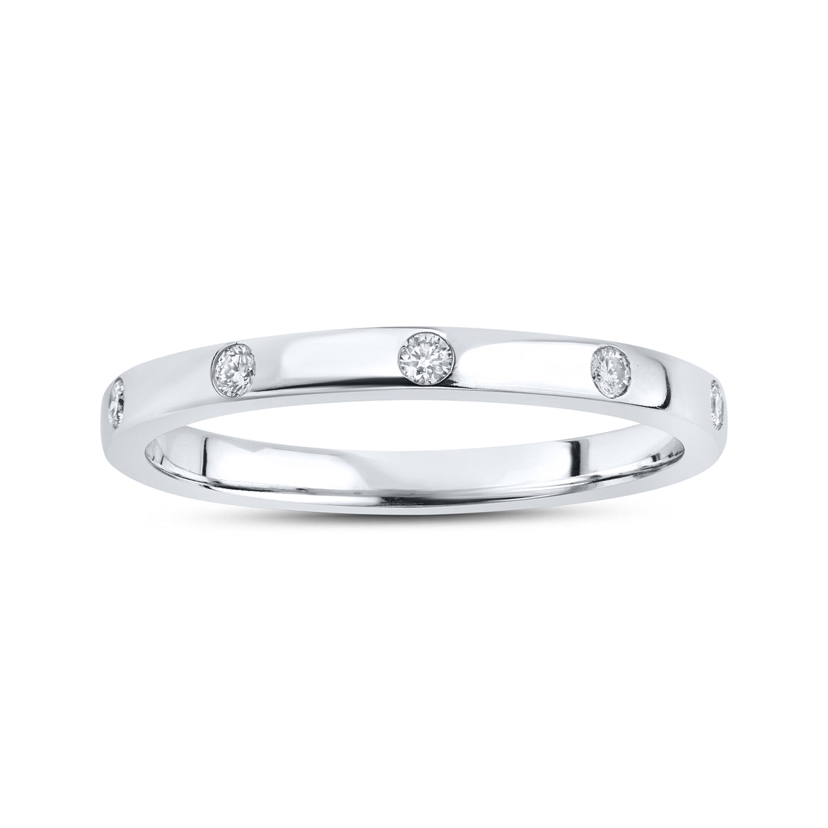 14KT WHITE GOLD 0.095 CTW  DIAMOND LADIES BAND