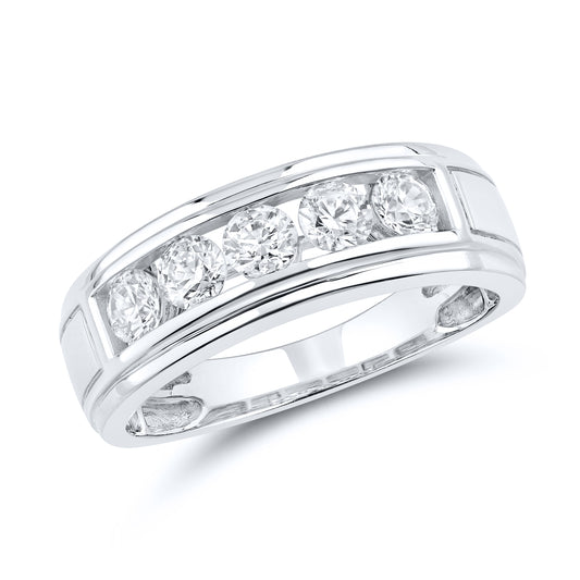 14kt White Gold 1 CTW Lab Diamond Men's Band