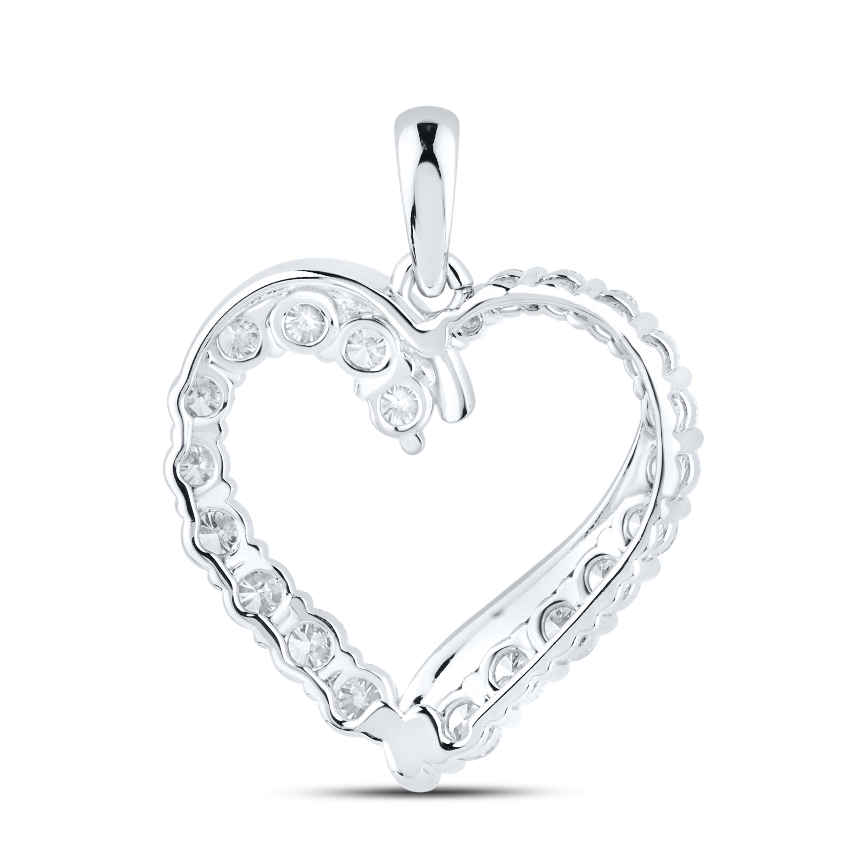 14KT WHITE GOLD LAB DIAMOND 1.04  CTW HEART NECKLACE