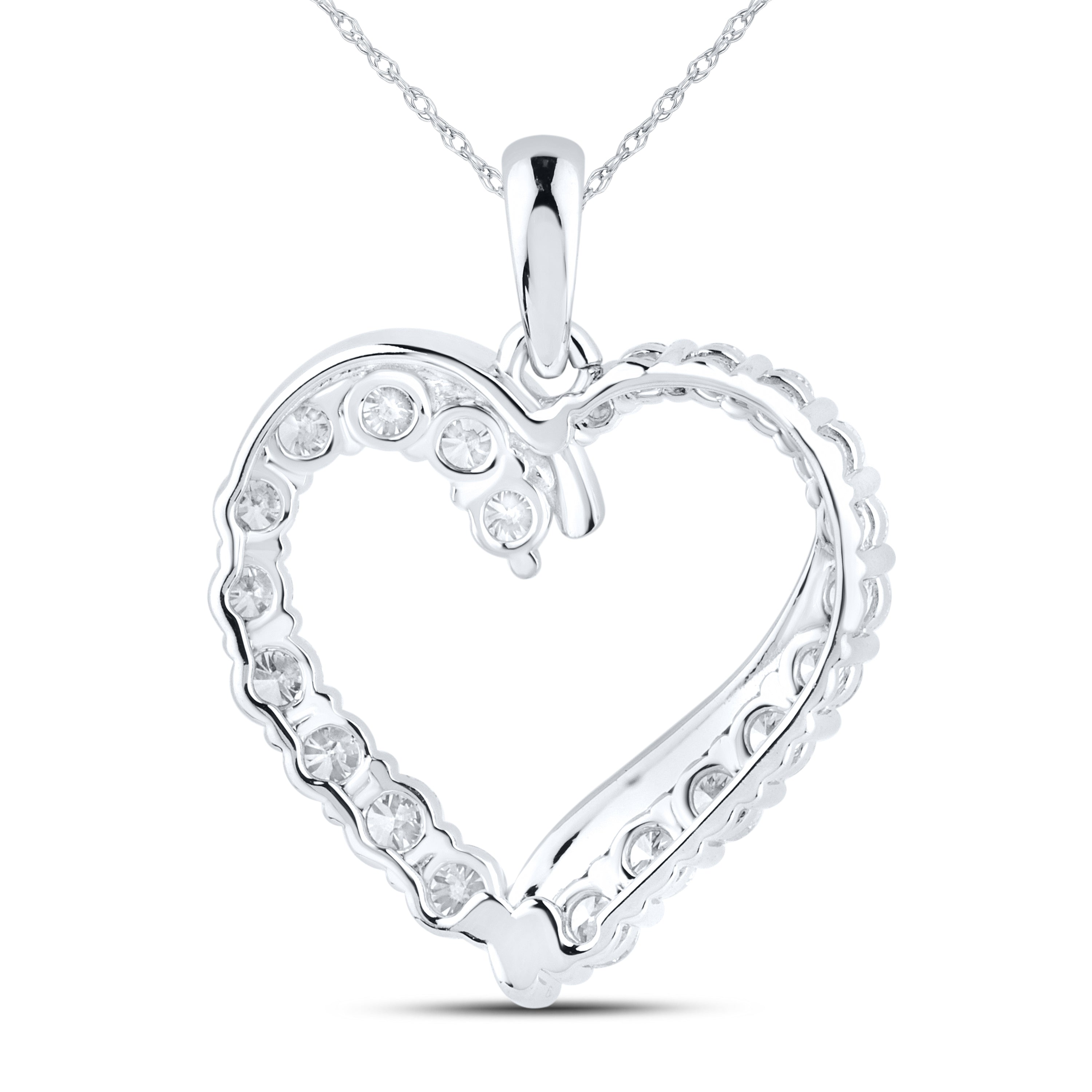 14KT WHITE GOLD LAB DIAMOND 1.04  CTW HEART NECKLACE