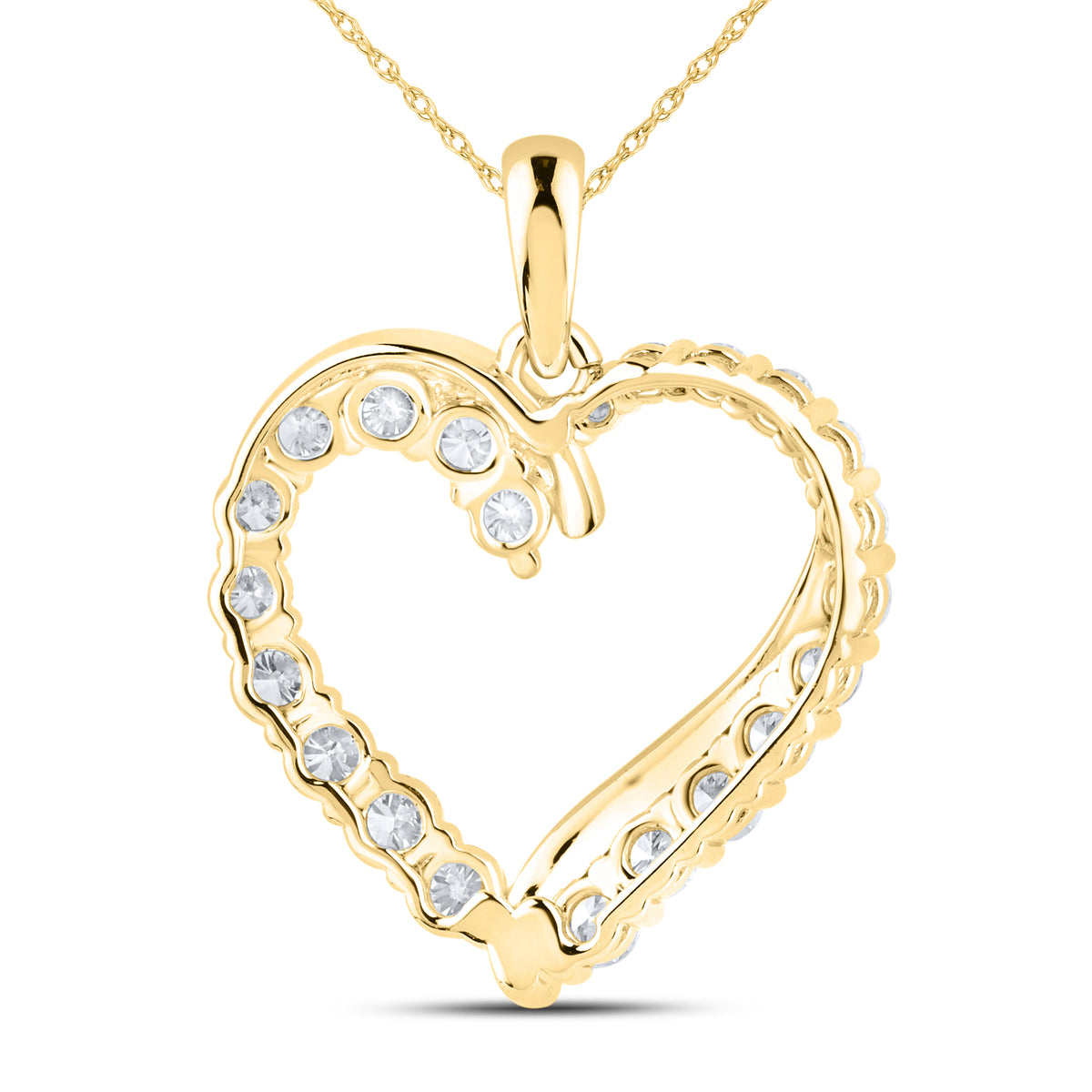 14KT YELLOW GOLD LAB DIAMOND 1.04  CTW HEART NECKLACE