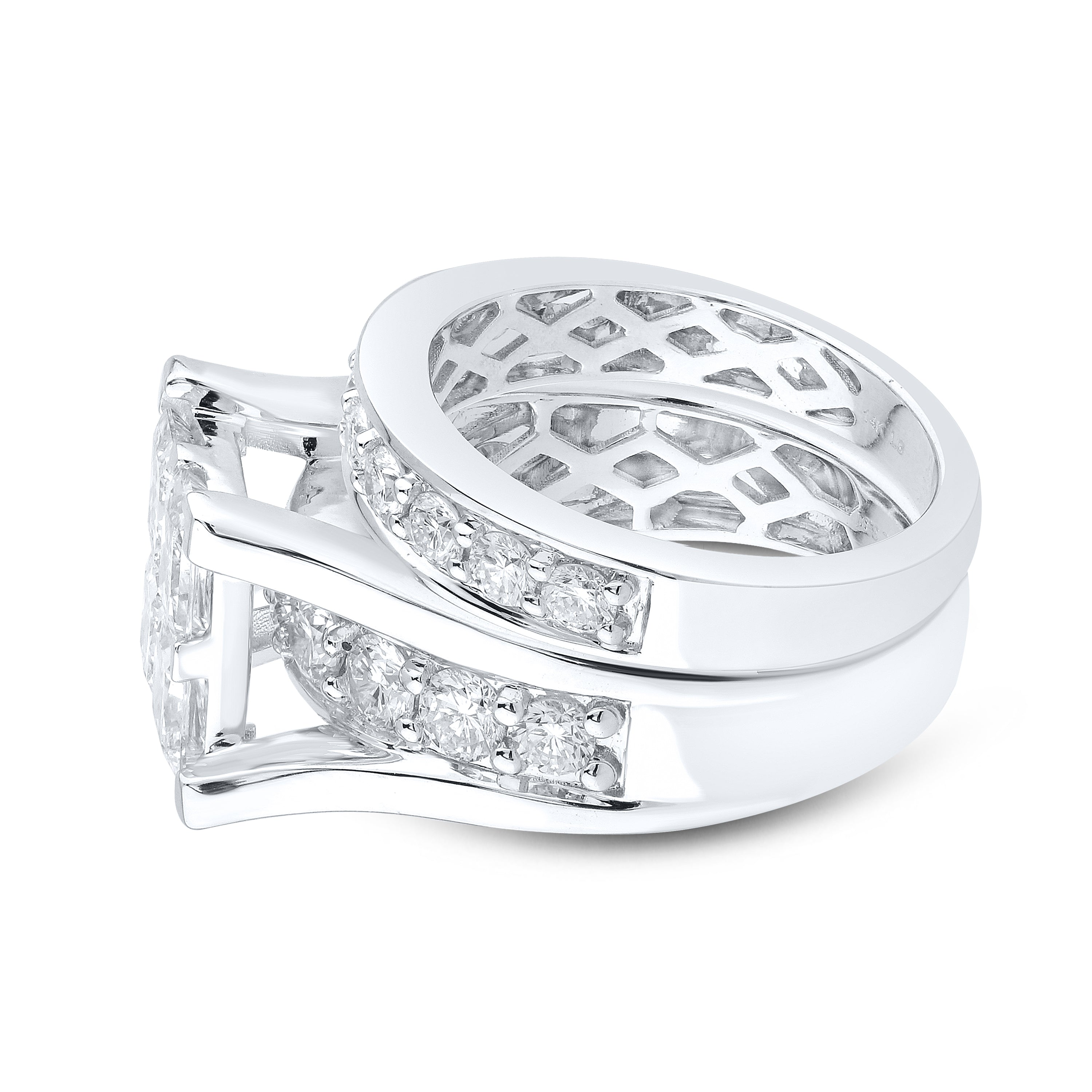 14kt White Gold 3.81 CTW Lab Diamond Bridal Ring Set