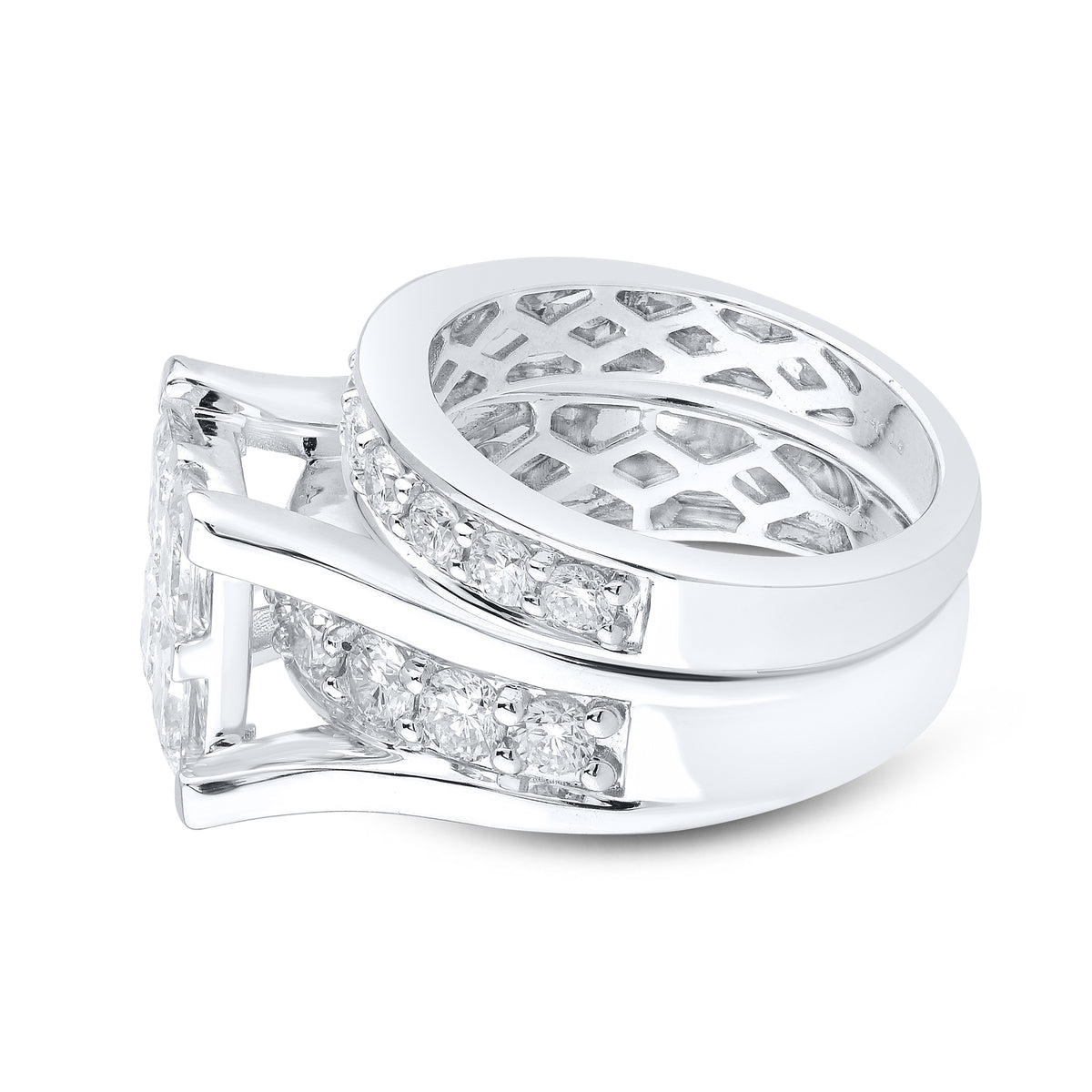14kt White Gold 3.81 CTW Lab Diamond Bridal Ring Set