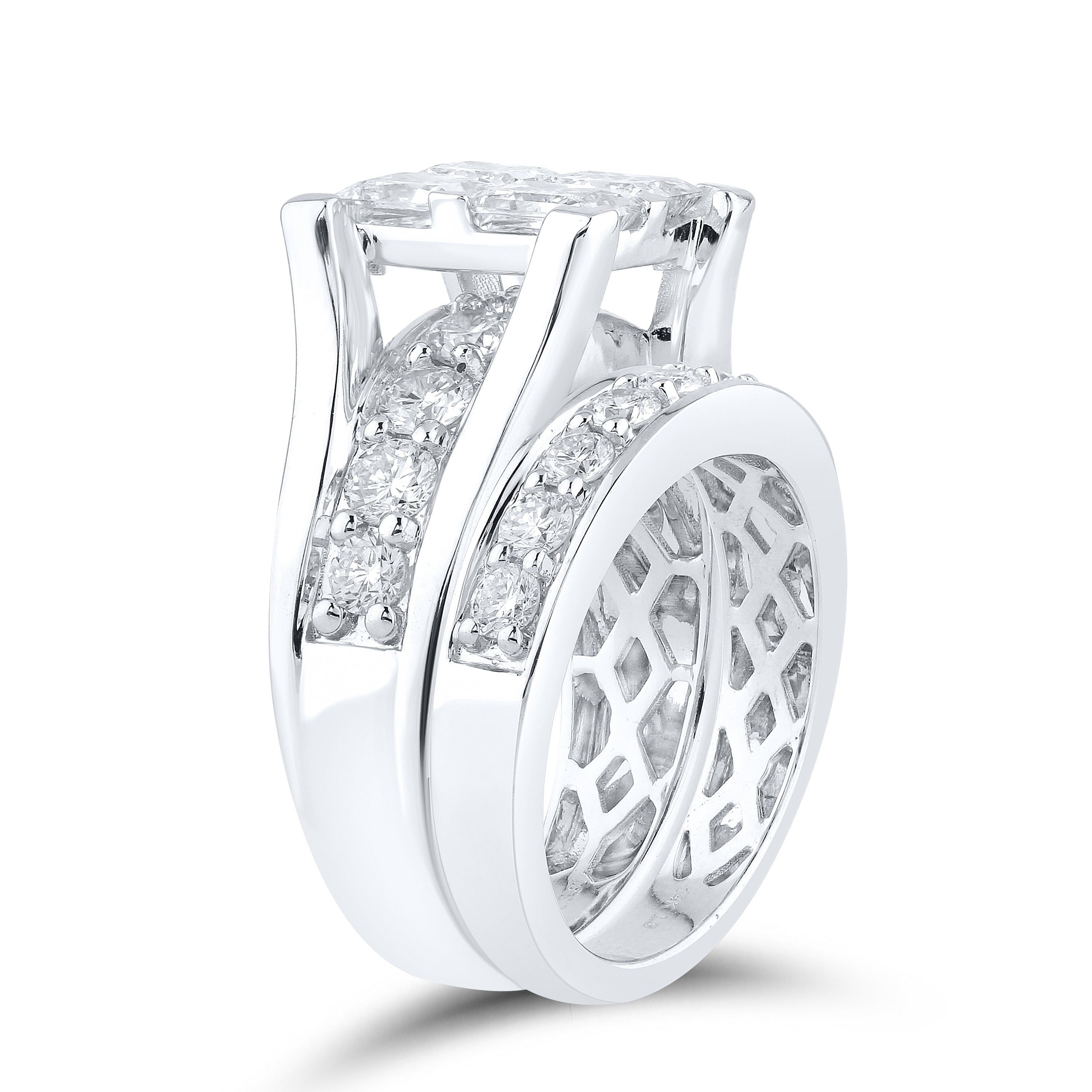 14kt White Gold 3.81 CTW Lab Diamond Bridal Ring Set